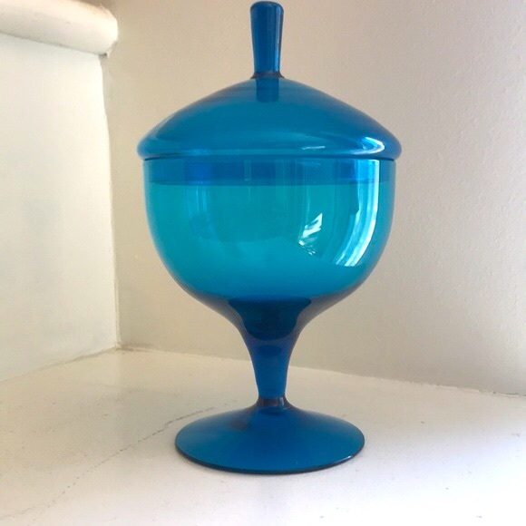 Vintage Empoli Glass Compote / Candy Jar with Lid - Picture 3 of 11